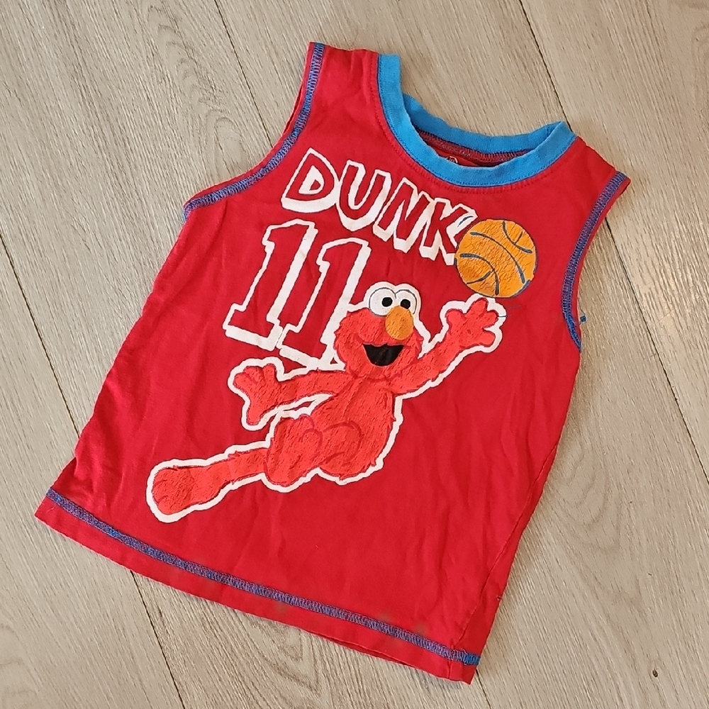 Sesame Street Elmo Basketball Sports Muscle Tank Top Shirt, 2T